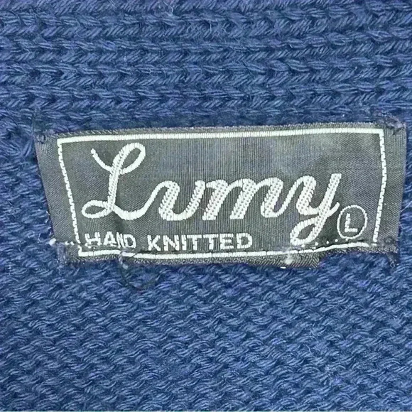 Lumy Hand Knitted Vintage Golf Theme Cardigan Sweater Size Large - Picture 7 of 7